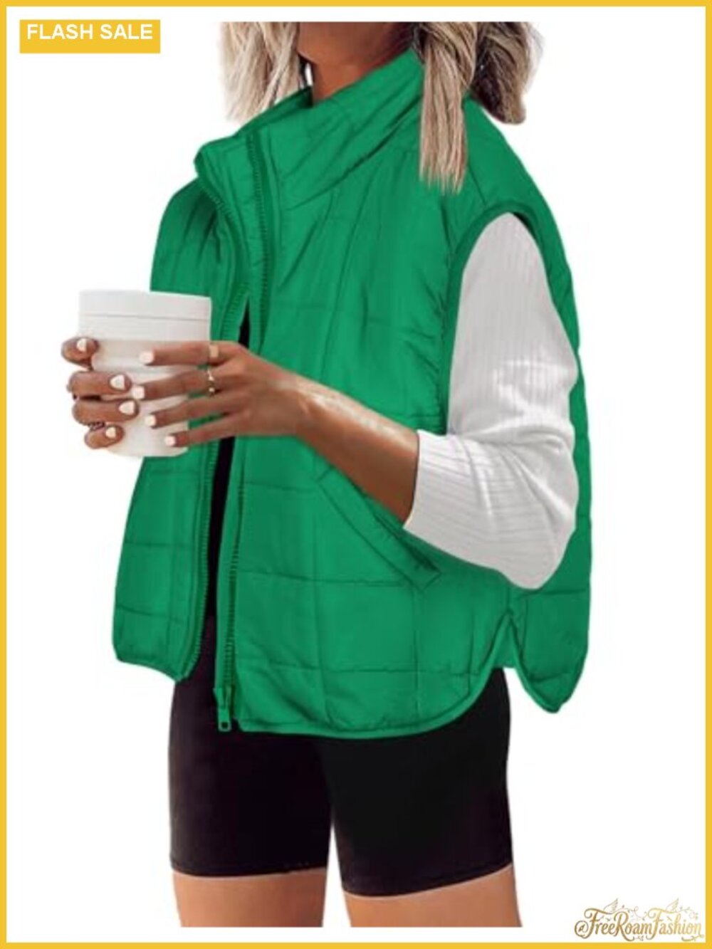 Womens Quilted Puffer Vest Sleeveless Zip Up Warm Outerwear
